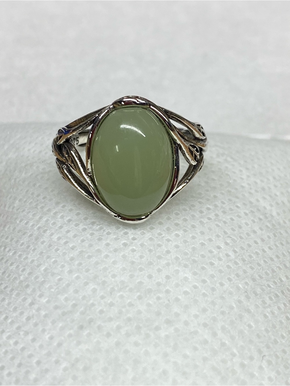 Sterling Silver Ring with Large Jade Stone